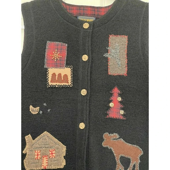 Woolrich Wool Embroidered Patchwork Vest Size Medium - Picture 5 of 8